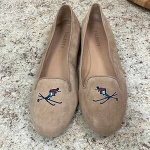 Talbots women’s 9.5 leather suede flat embroidered skier shoes
